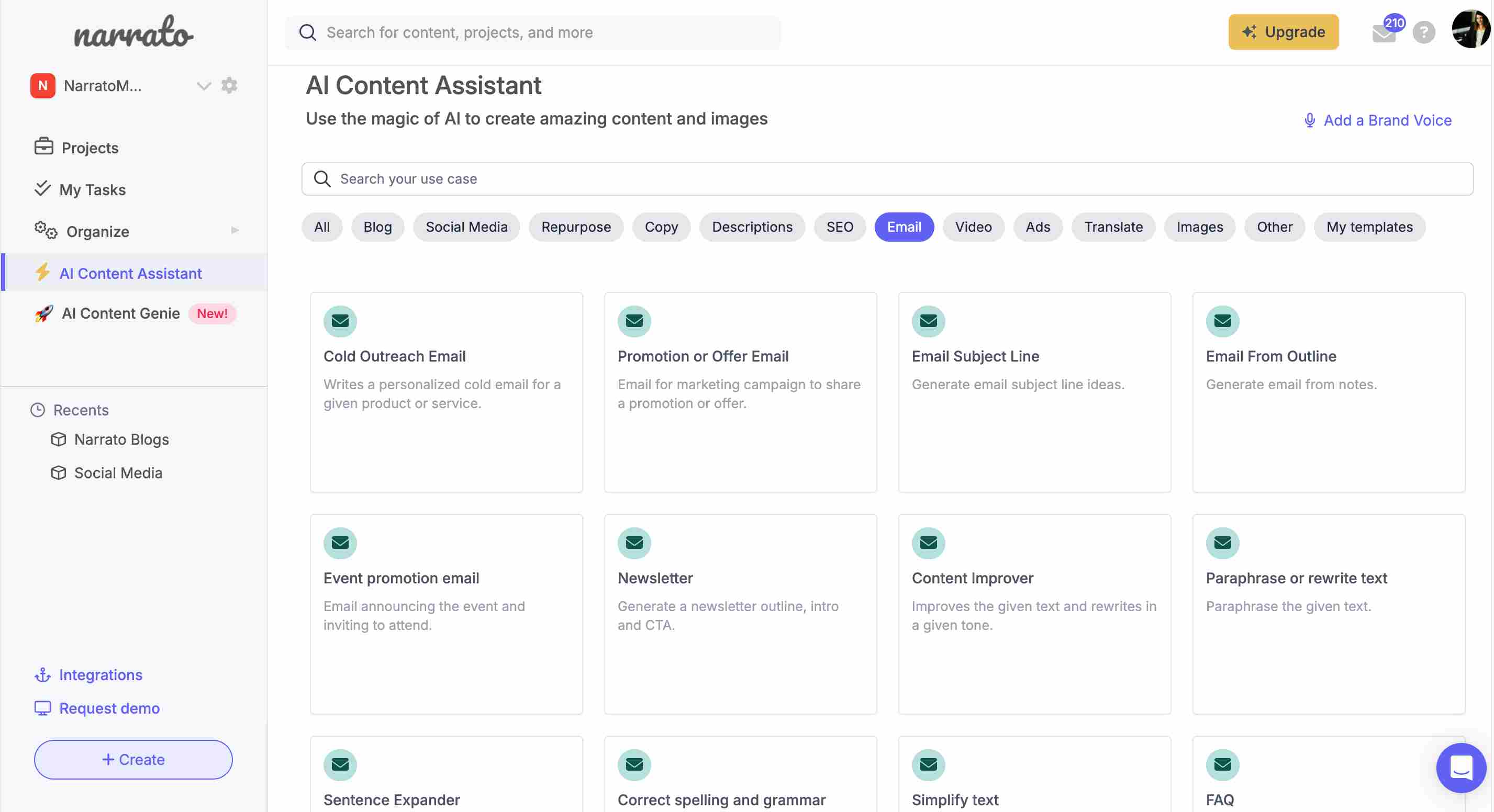 Narrato’s AI Email Writer