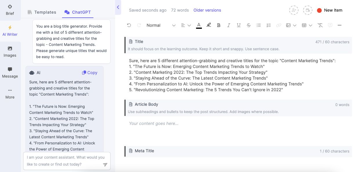 Generate the title using ChatGPT