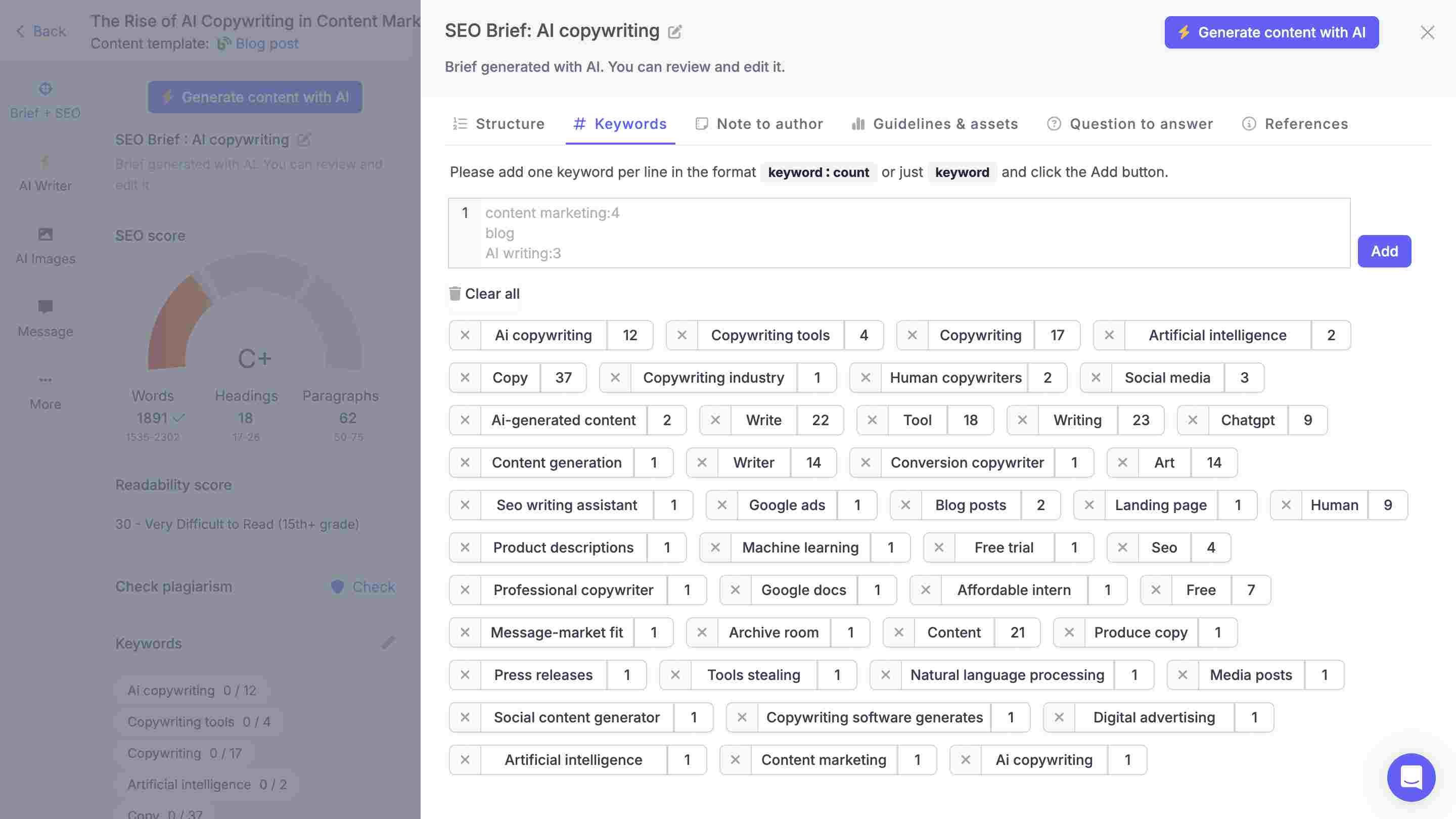 AI SEO content brief generator