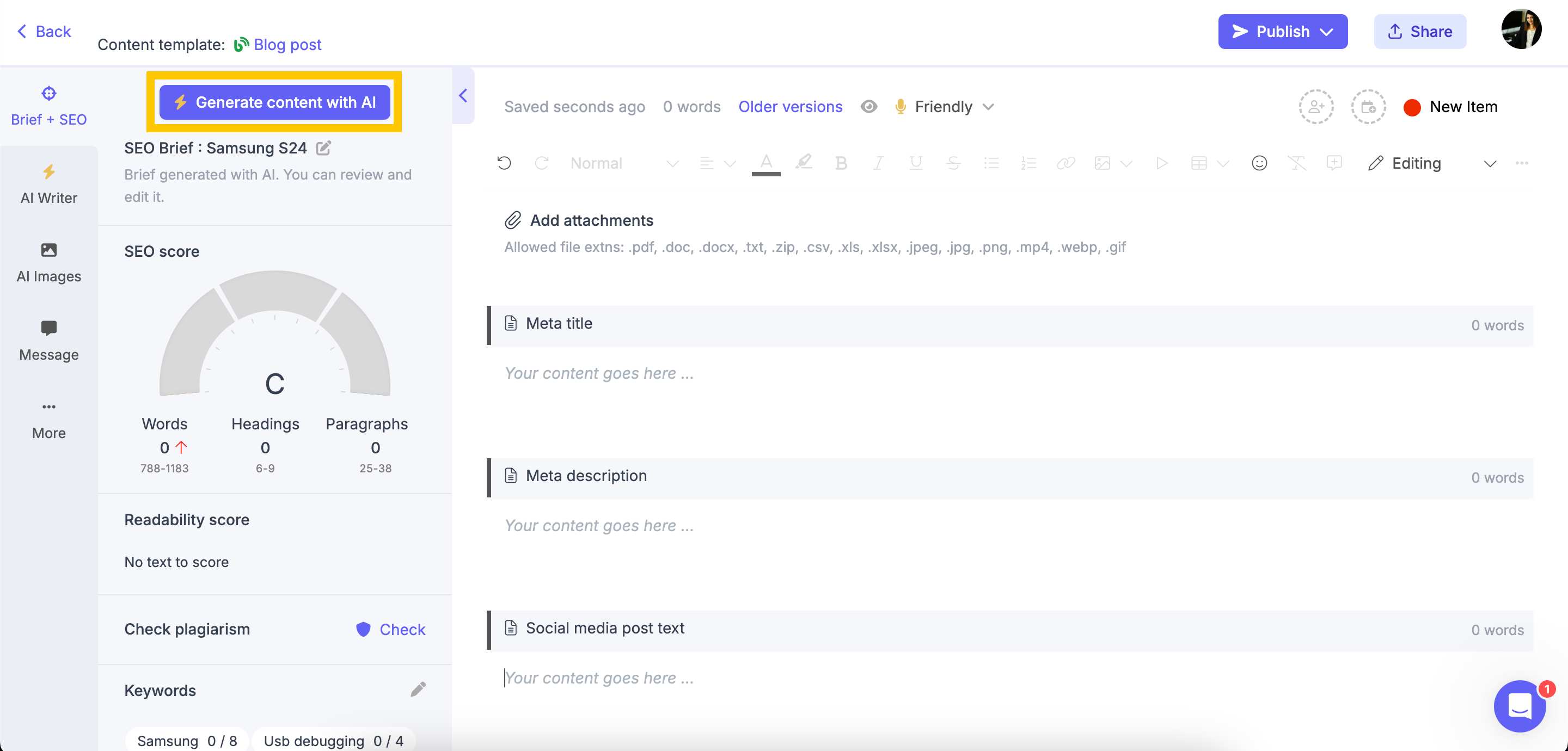 Generate product review with AI