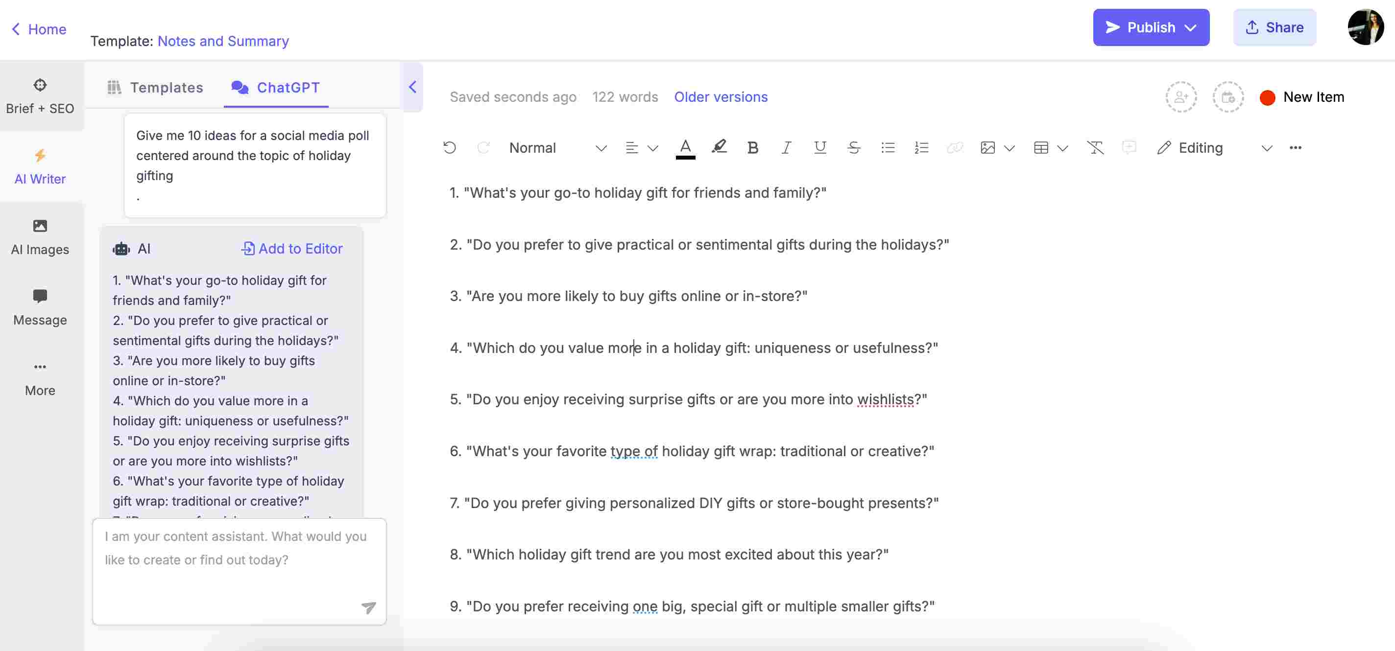 ChatGPT prompts for copywriting - social media copy