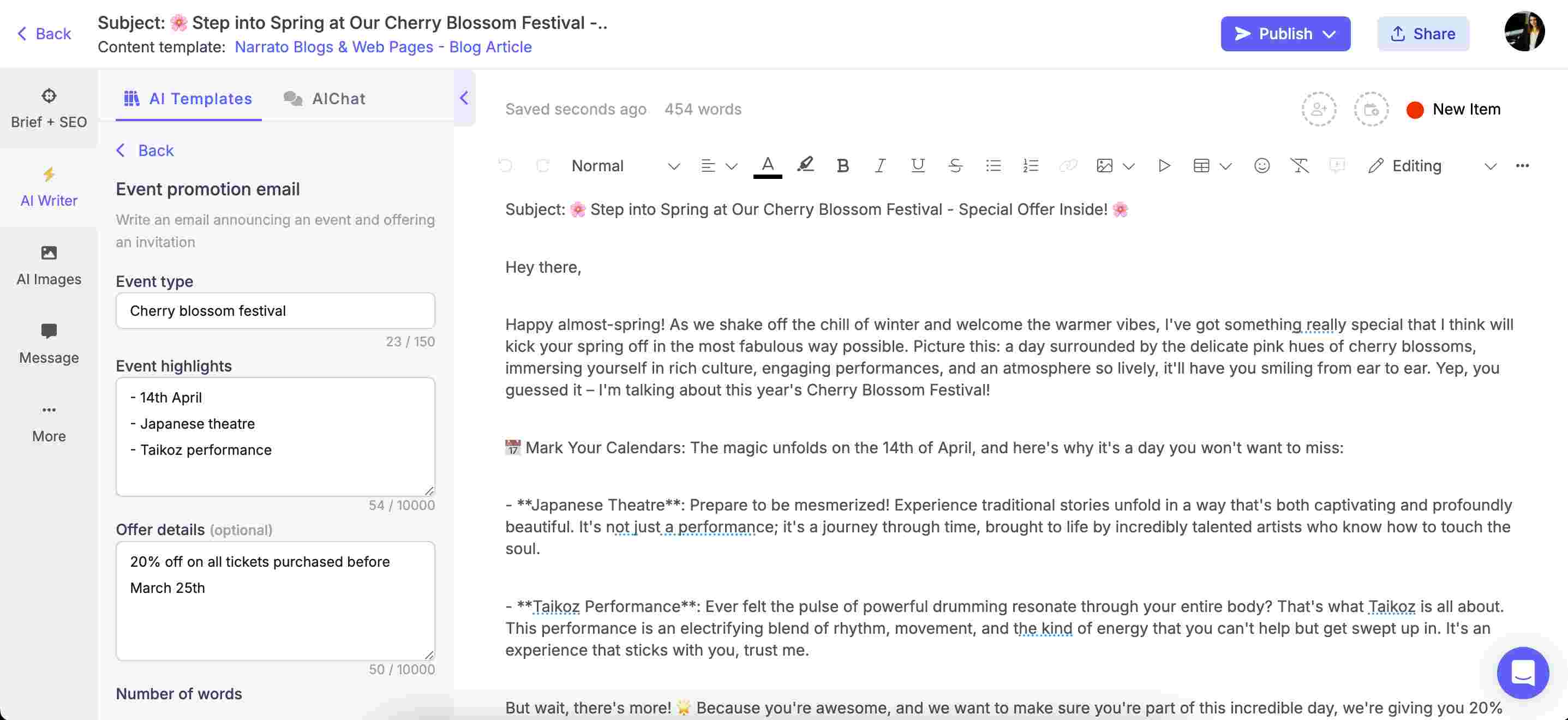 AI-generated promotional email