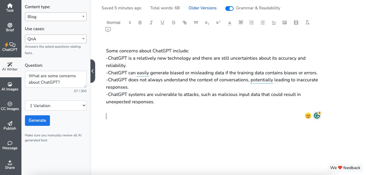 AI content writer - QnA