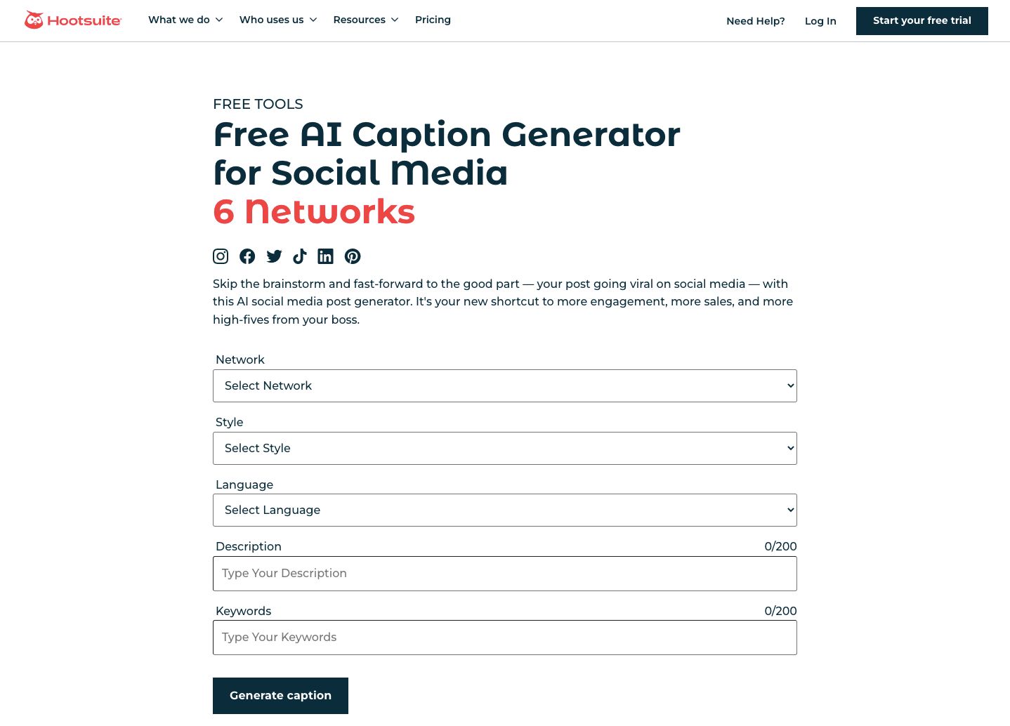 Hootsuite AI social media post generator