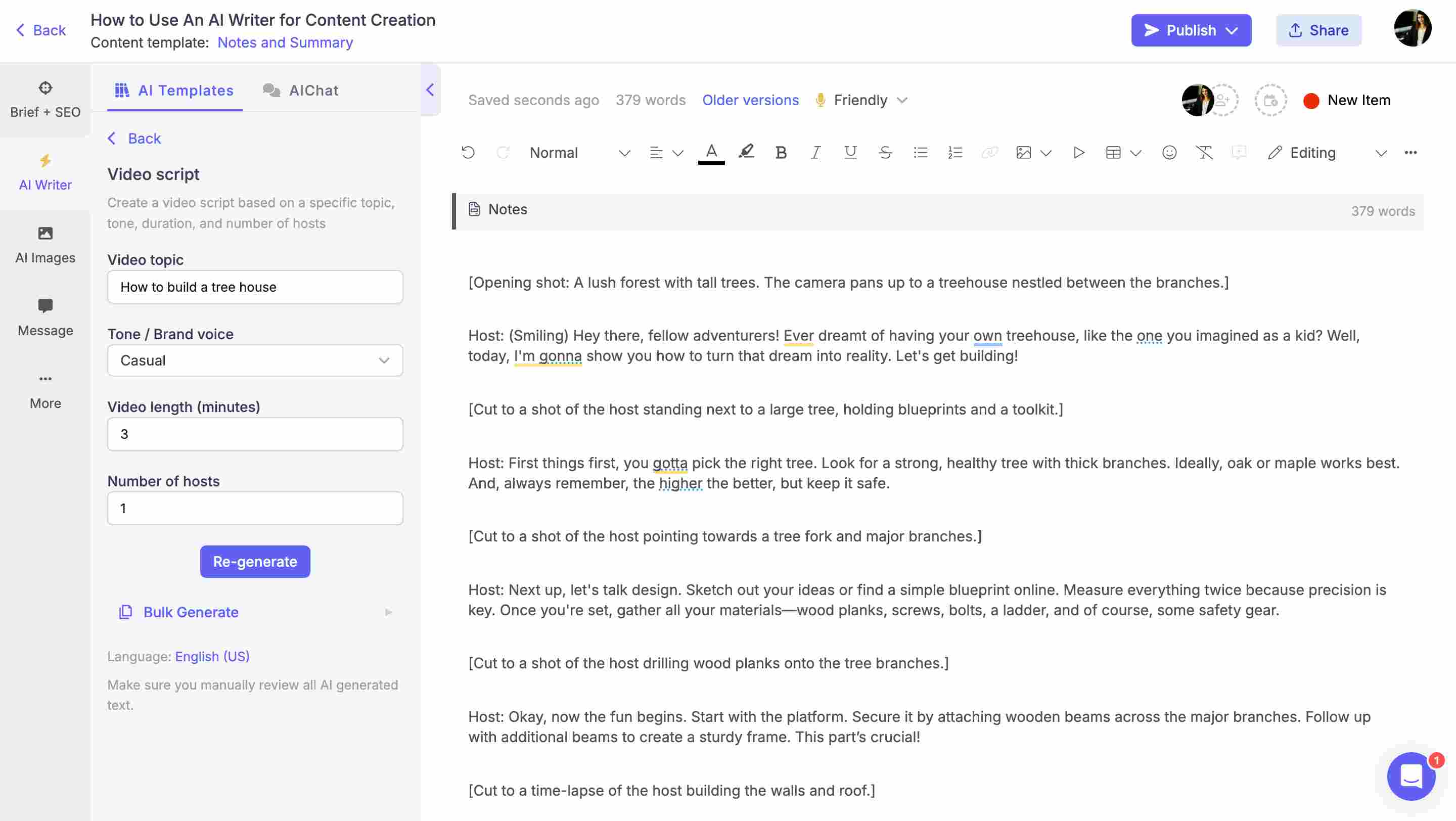 AI-generated video script