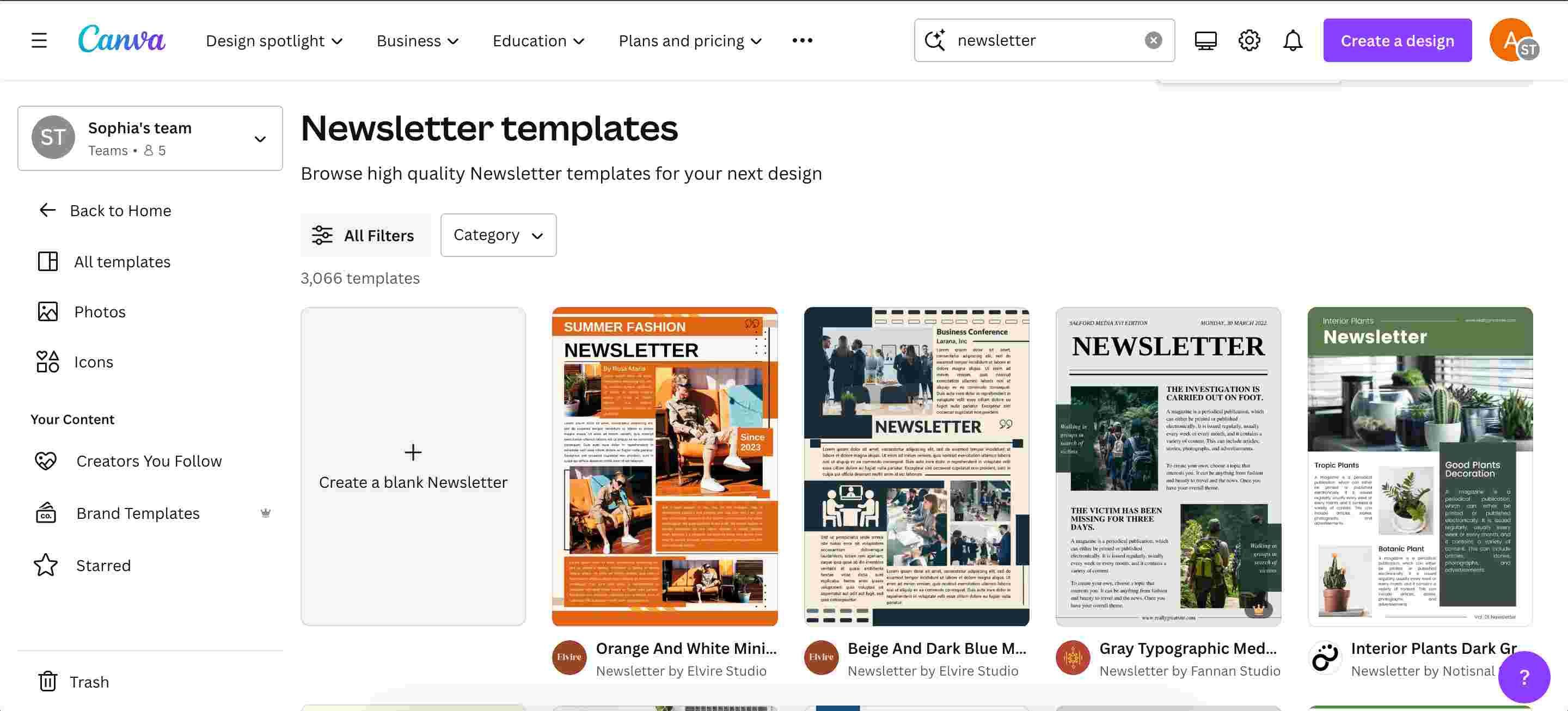 Newsletter templates on Canva