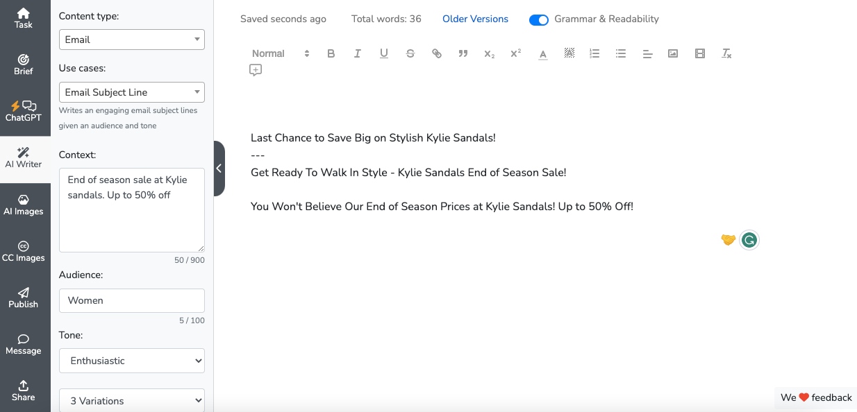 AI content writer - Email Subject Line
