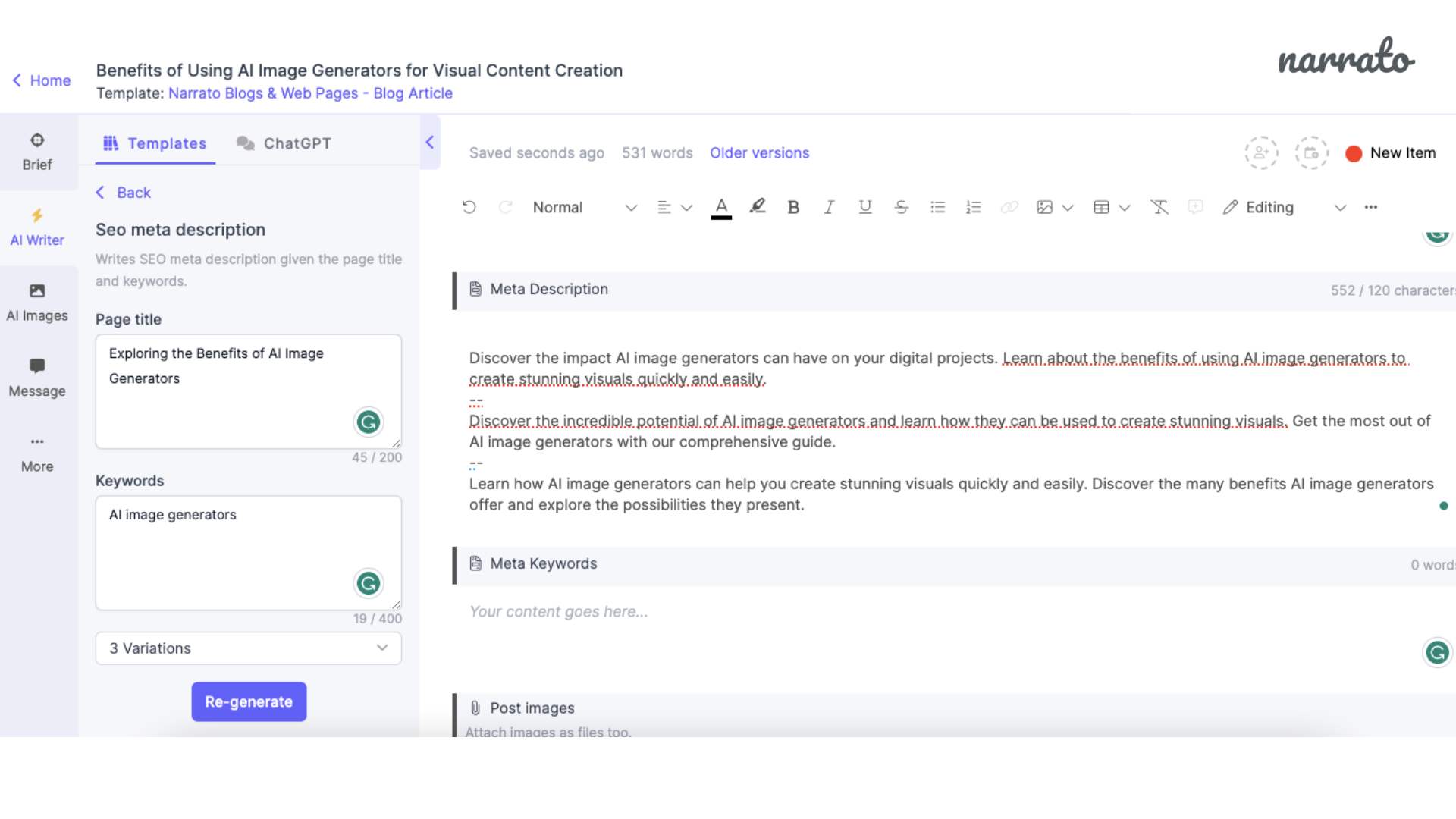 Content Writing Tools for SEO - Narrato