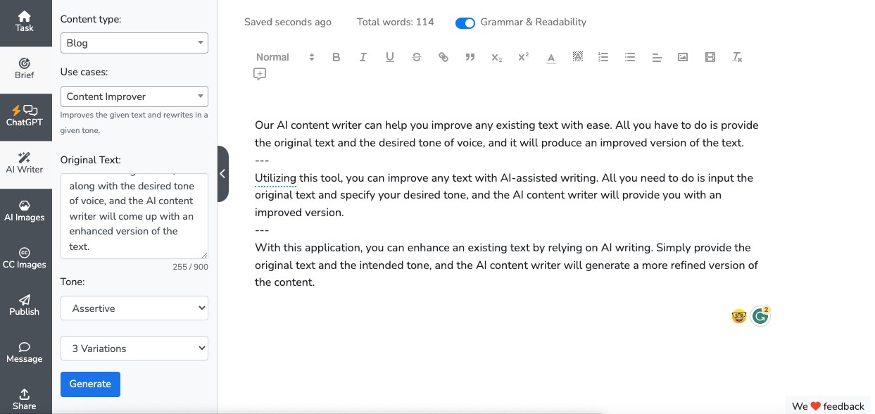 AI content writer - content improver