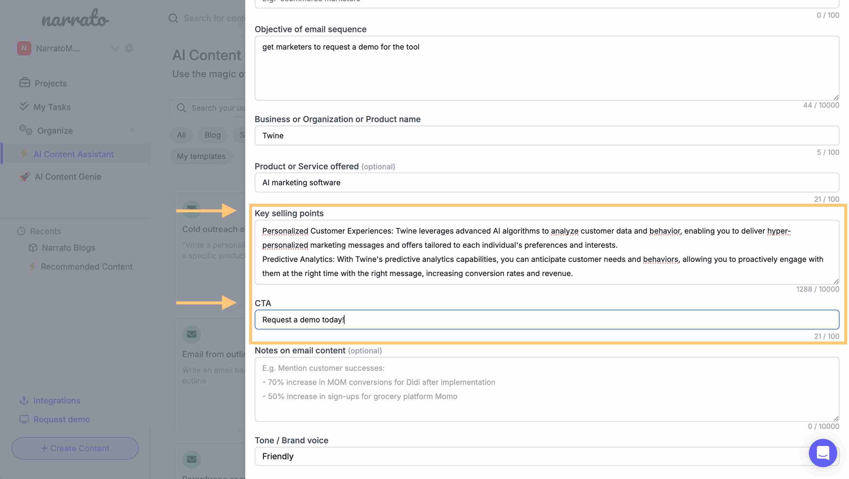 Adding CTA and key selling points of the product