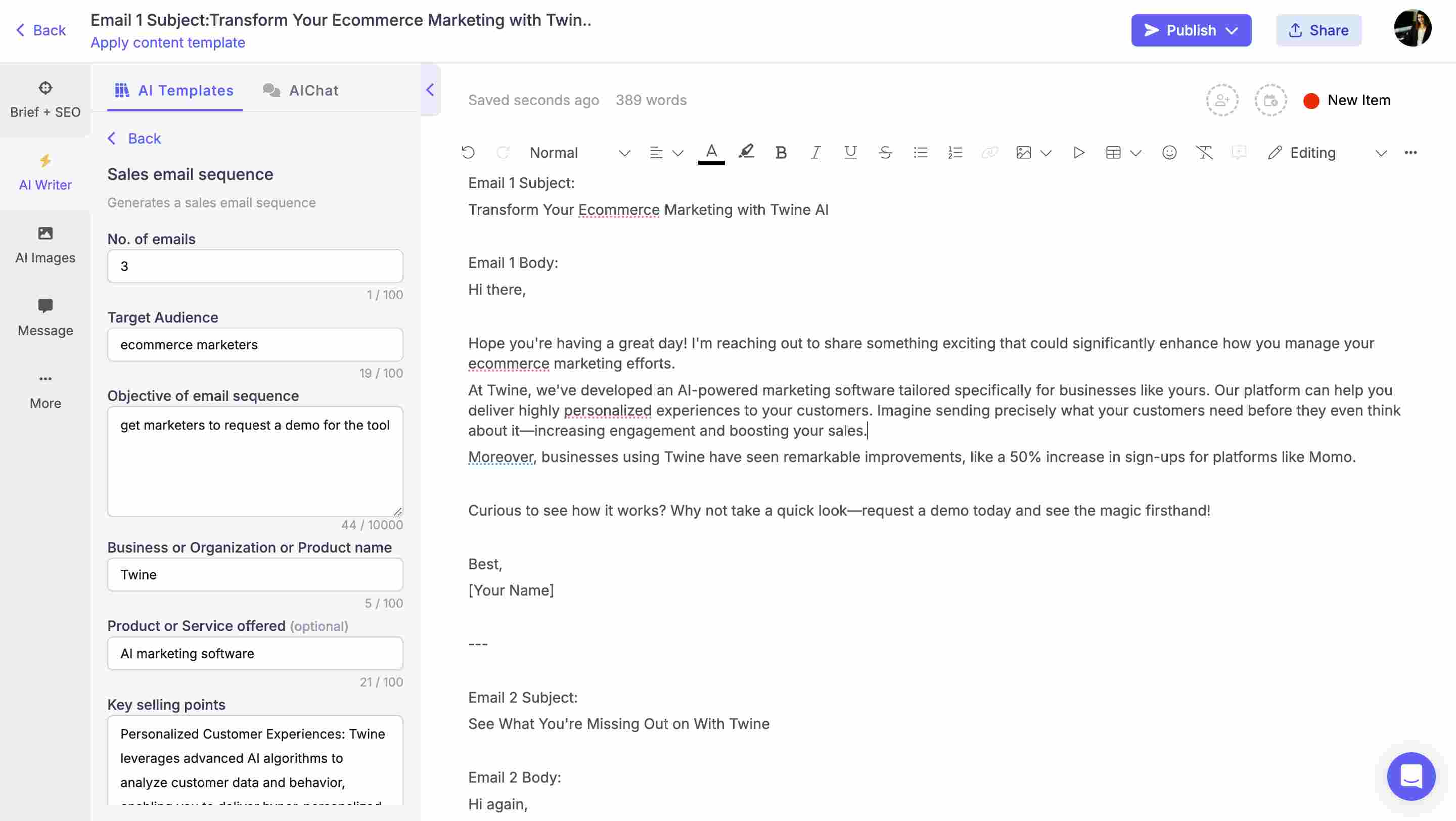 AI-generated email content