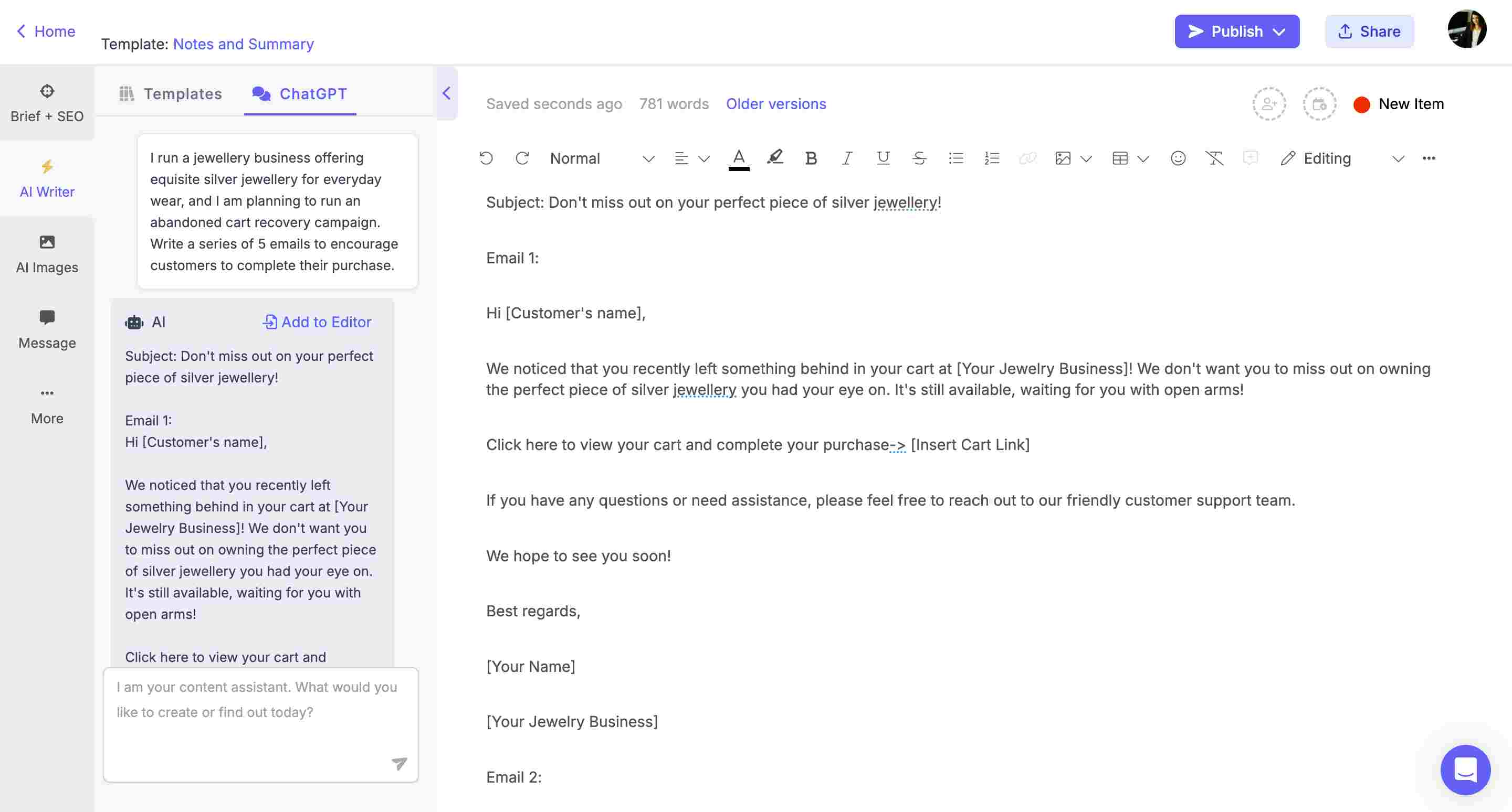 Using ChatGPT prompts for email writing for sales emails