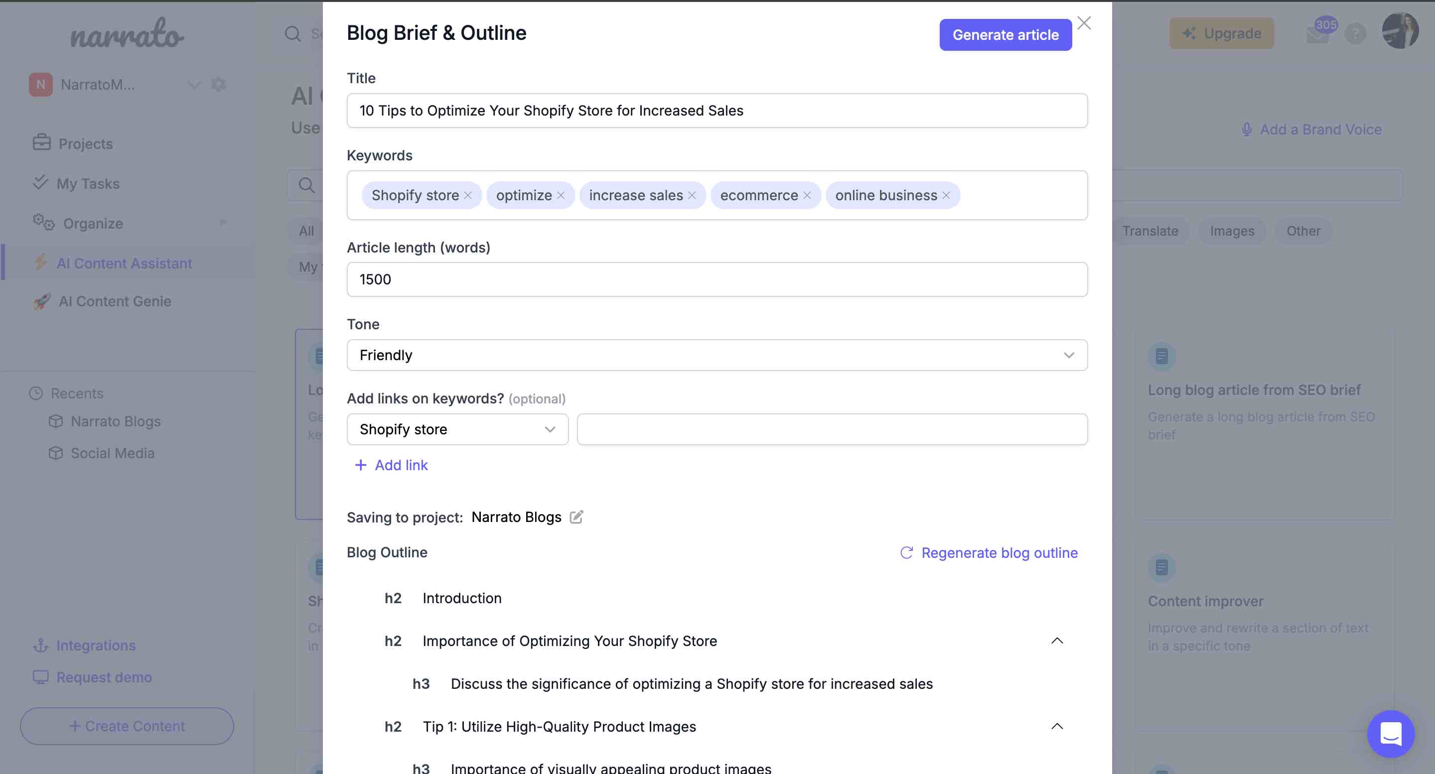 AI-generated blog brief