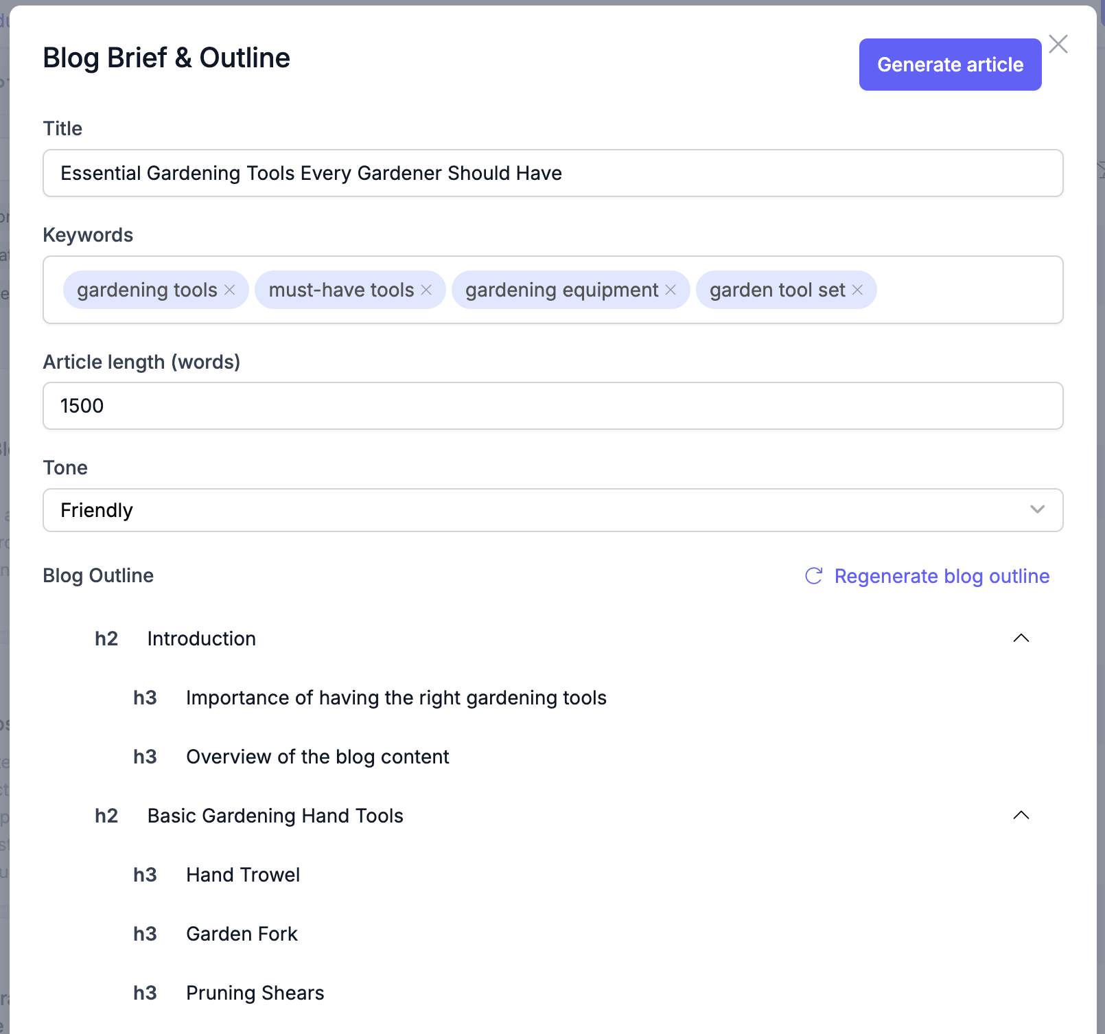 Brief generated by AI blog writer