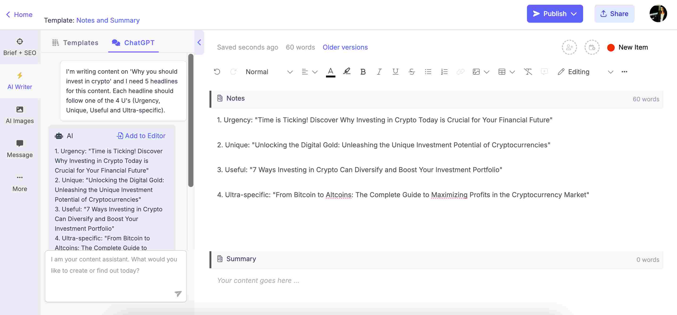 ChatGPT prompts for copywriting - generating headlines

