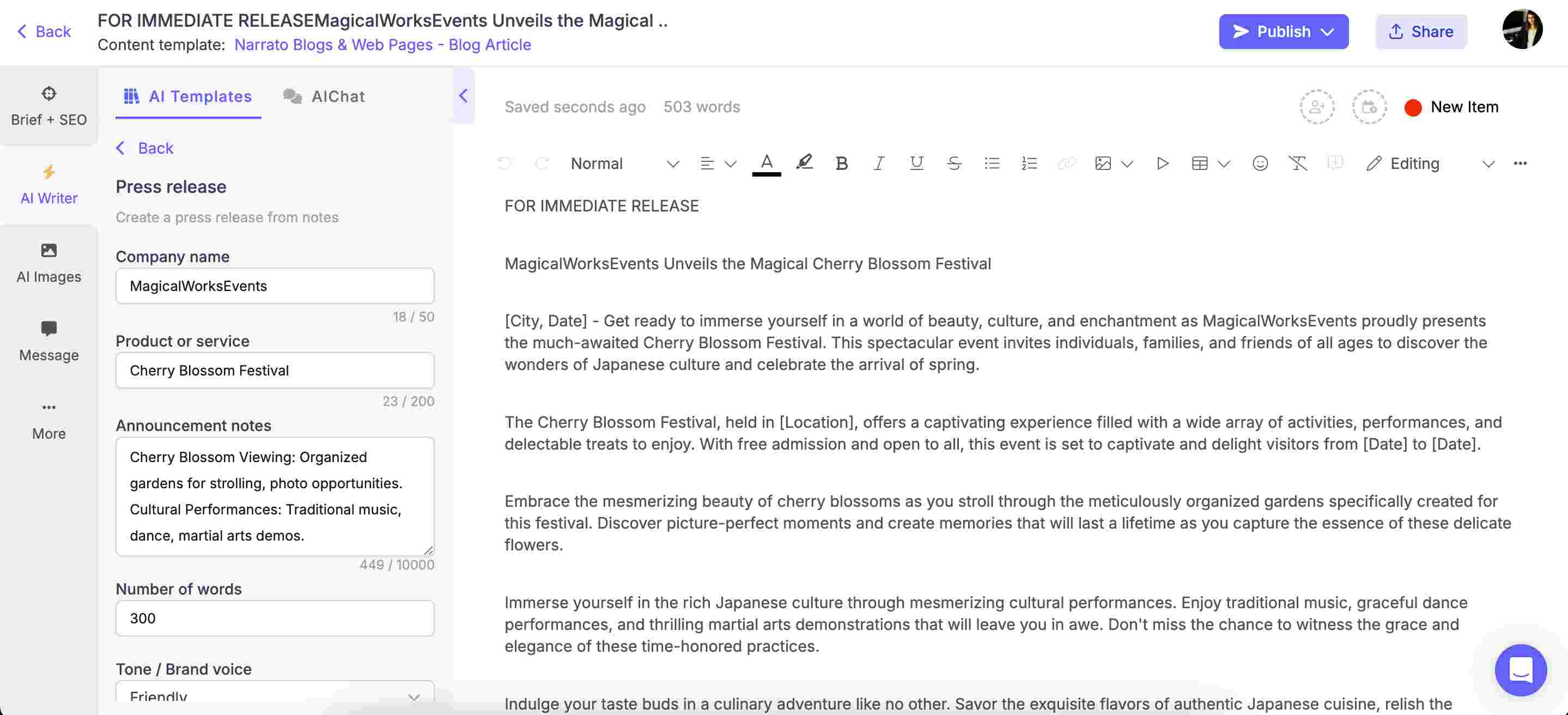 AI-generated press release