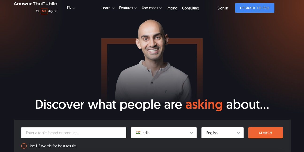 Answer the Public content idea generator