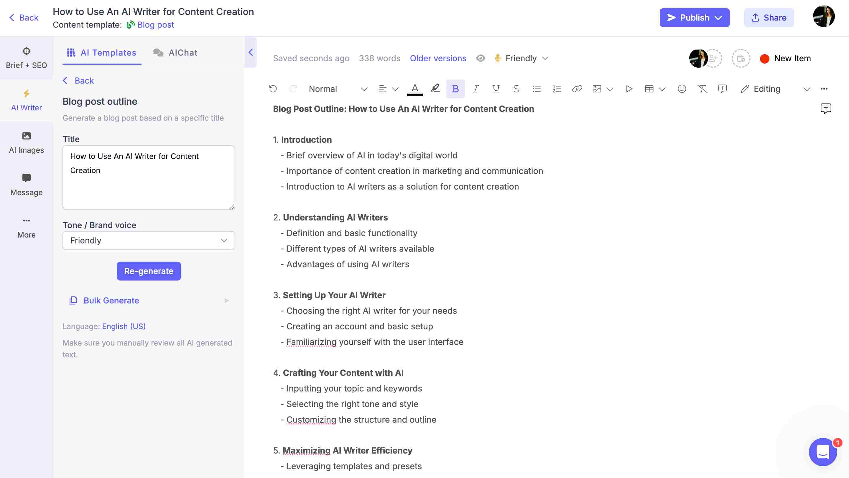 AI-generated blog outline