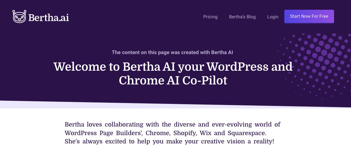 AI copywriter tools - Bertha AI