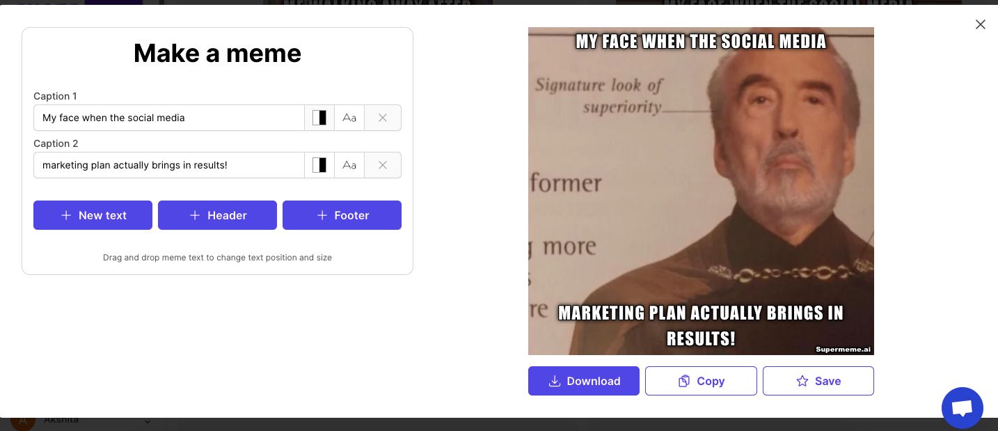 Meme maker on Supermeme