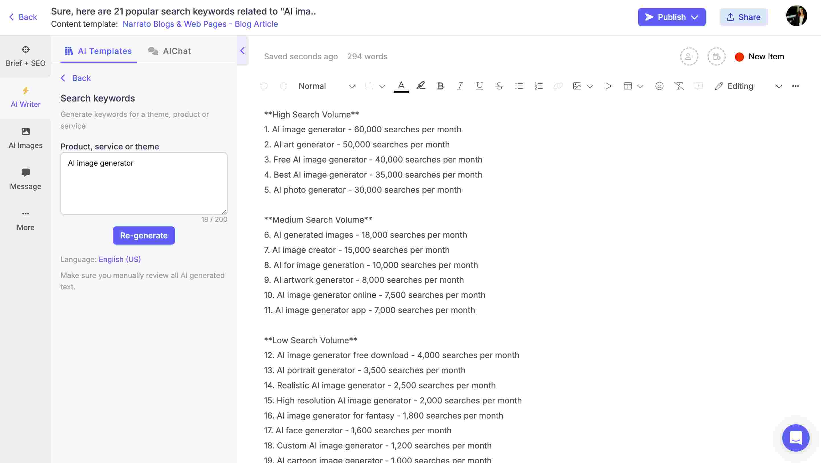AI-generated keywords