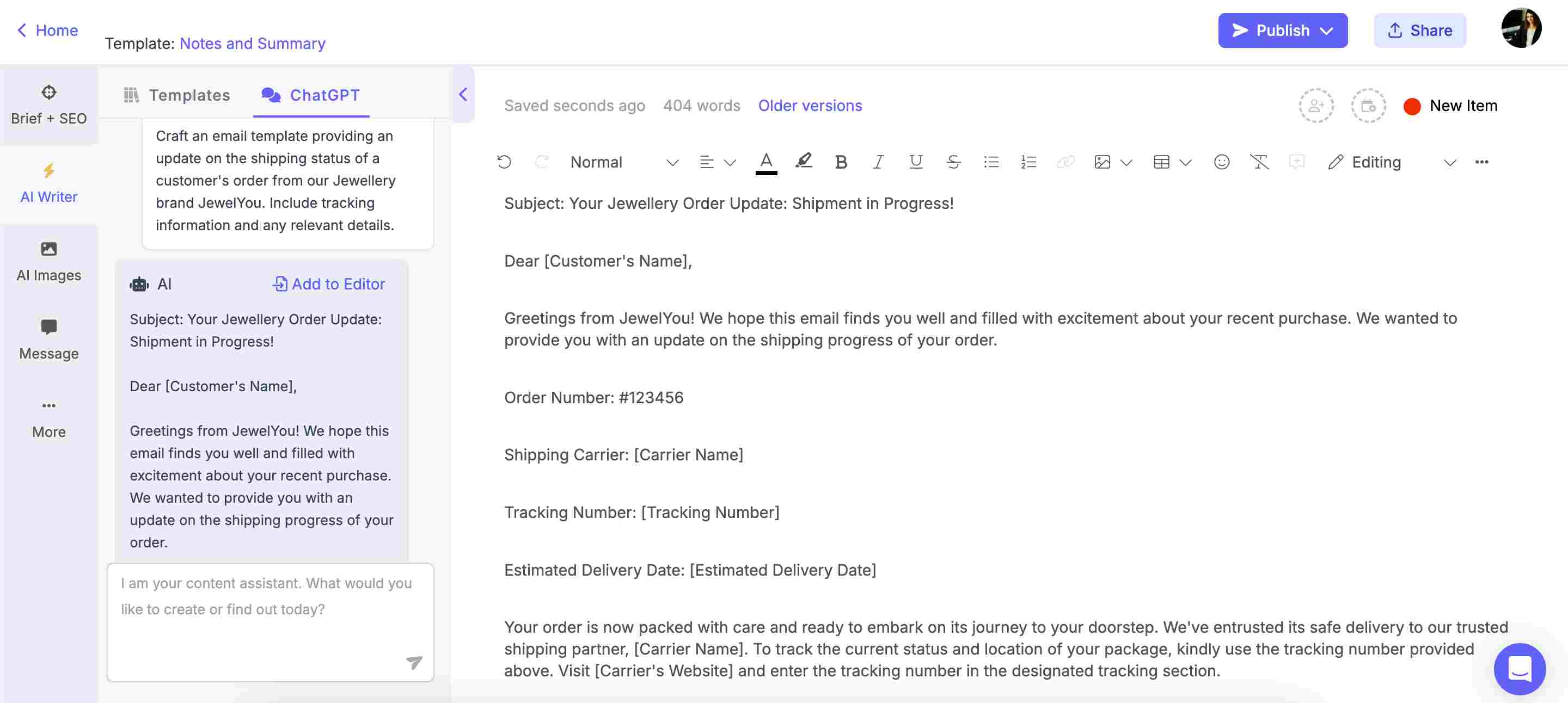 Using ChatGPT prompts for email writing for customer service emails