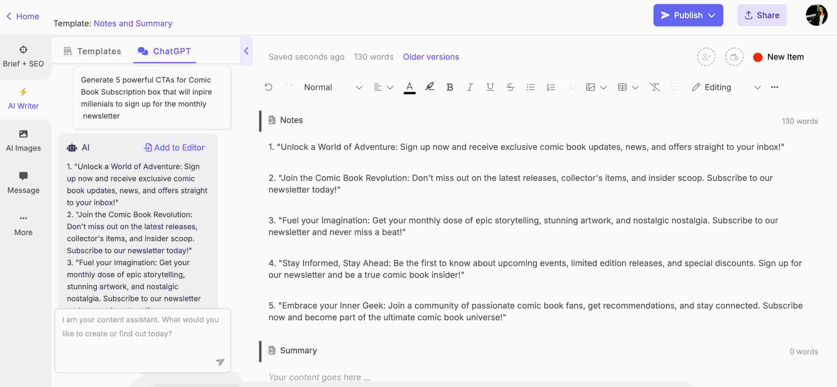 ChatGPT prompts for copywriting - CTAs