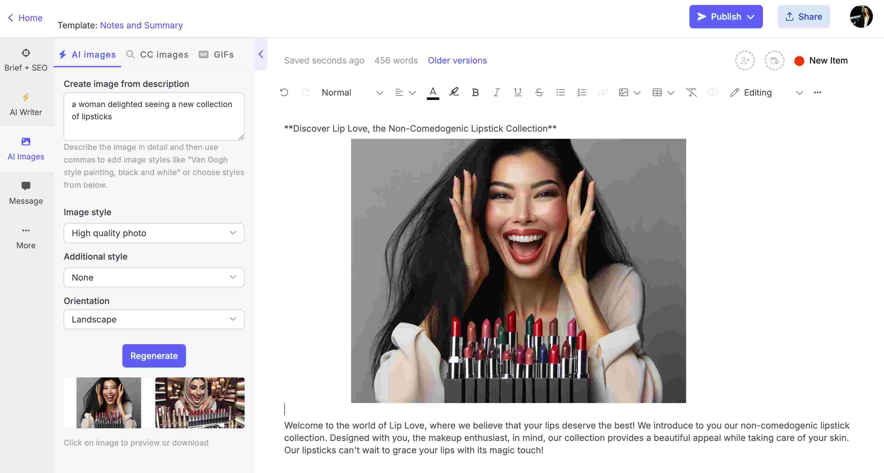 Narrato’s AI image generator
