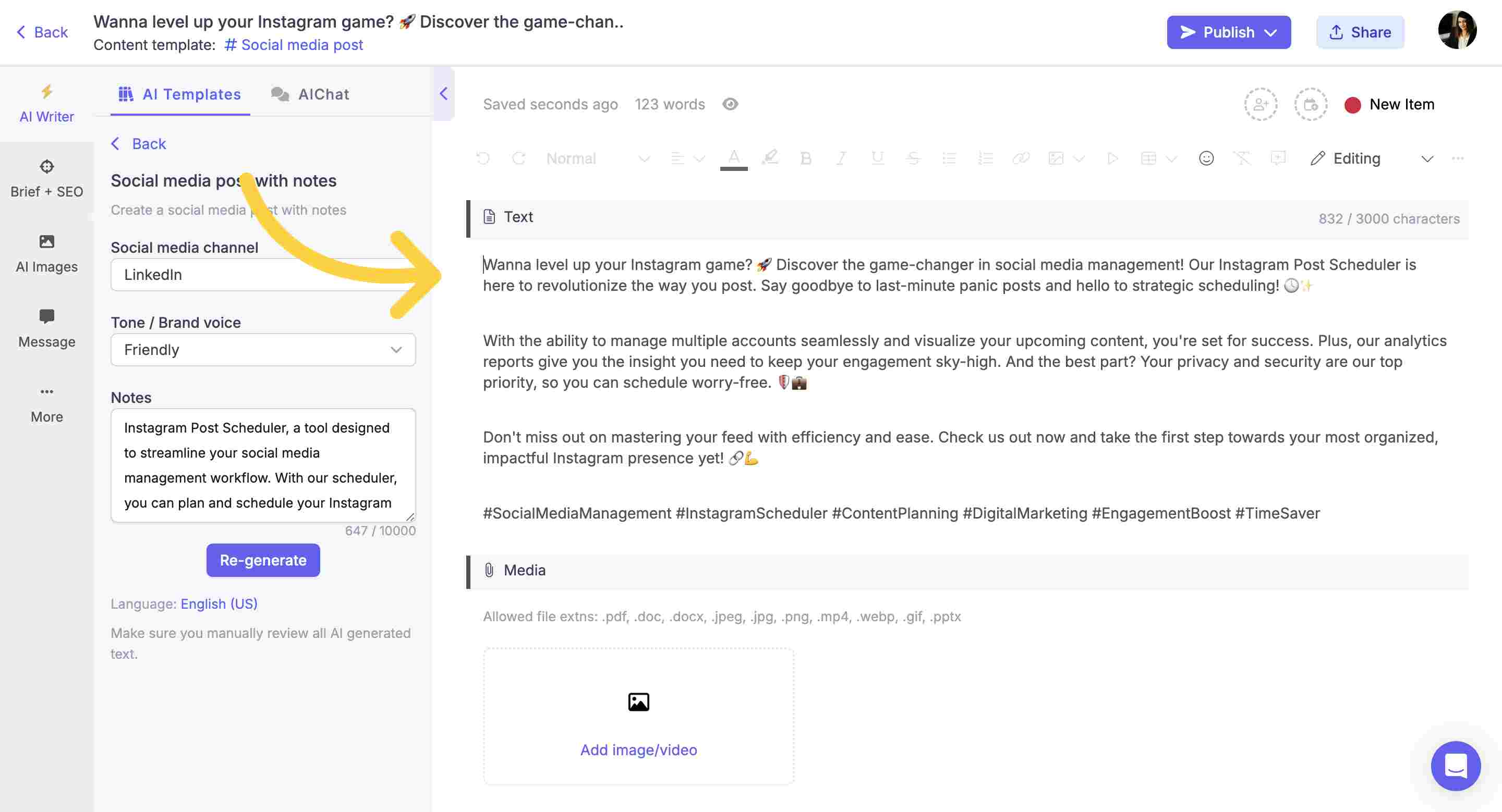 AI-generated post from theme