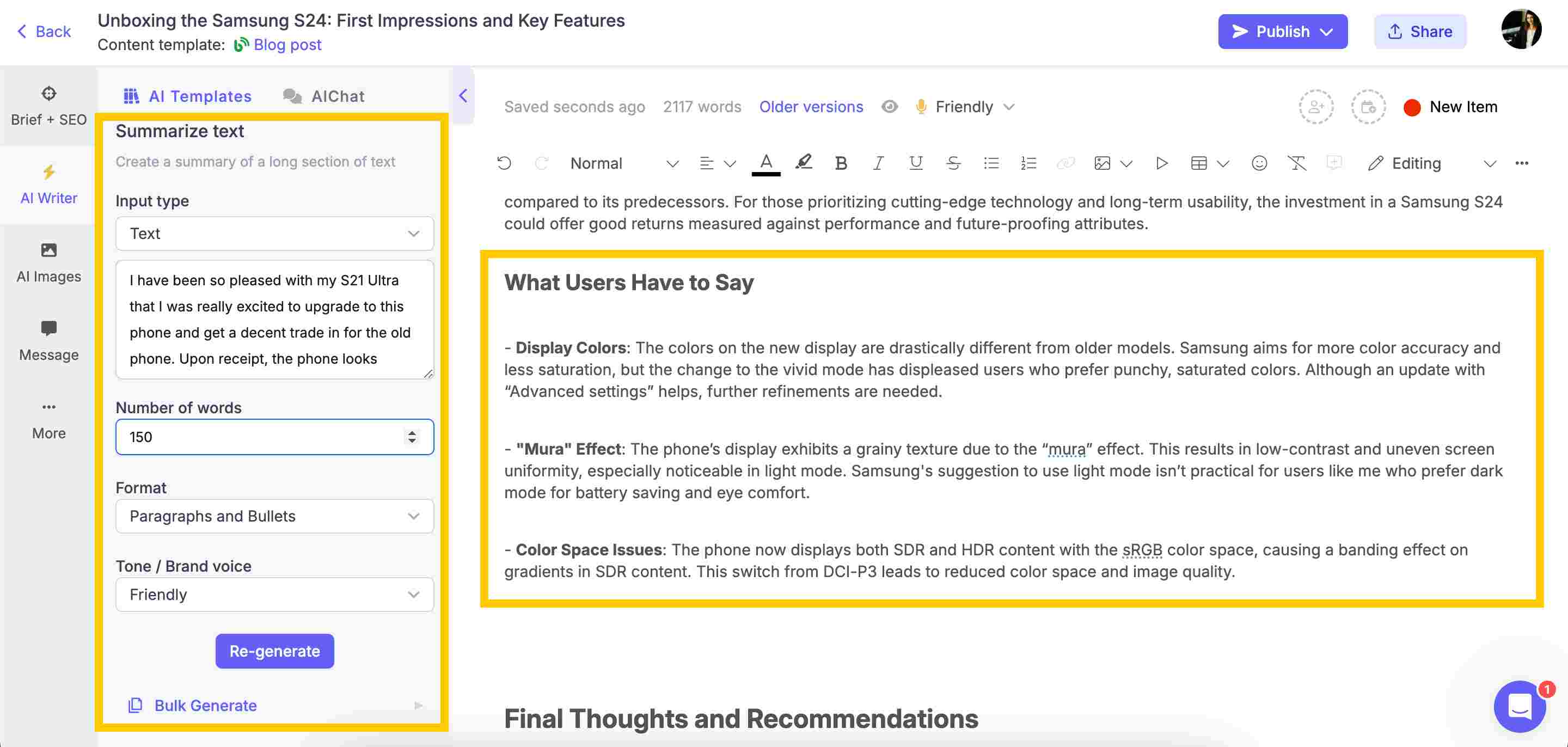Adding user testimonials to product reviews