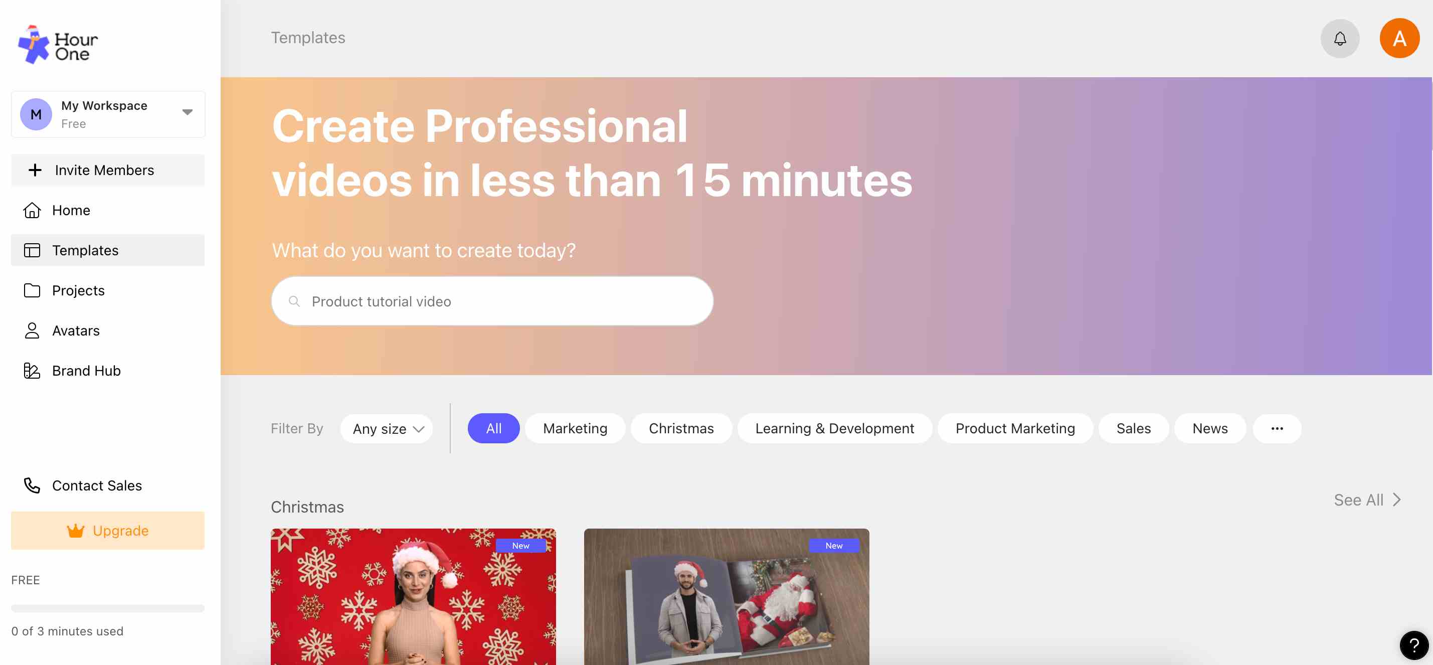HourOne’s AI video generator and editor