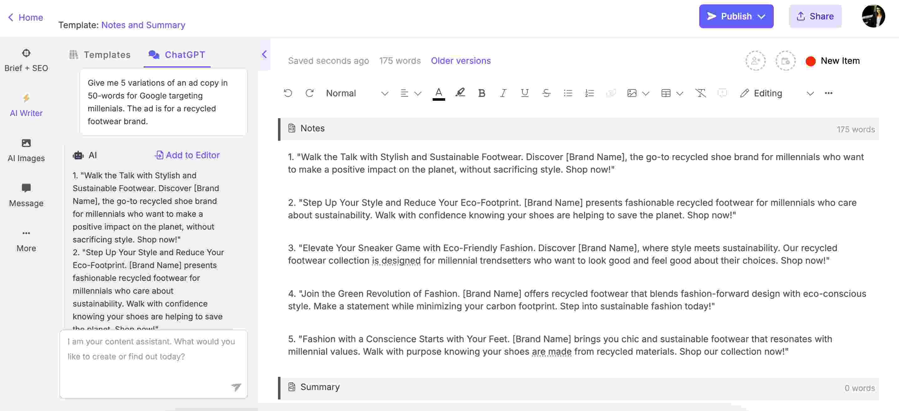 ChatGPT prompts for copywriting - ad copy