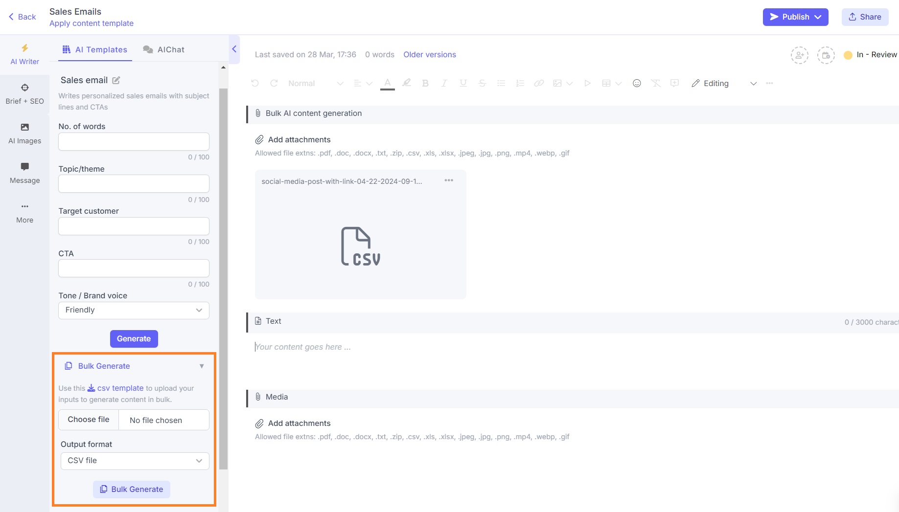 AI BULK SALES EMAIL COPY GENERATOR