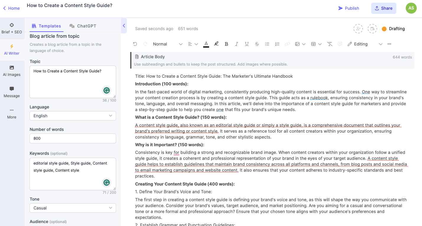 Blog article generator