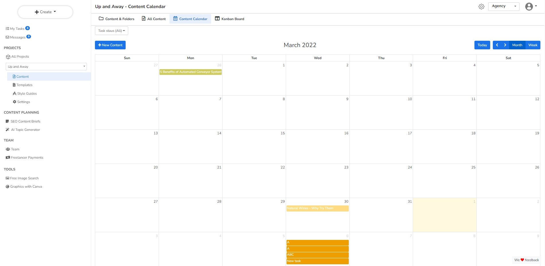 content calendar