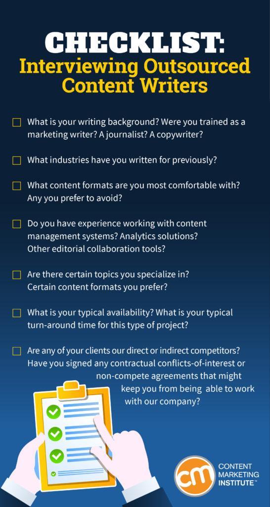 Outsourcing content creation - interview questions checklist