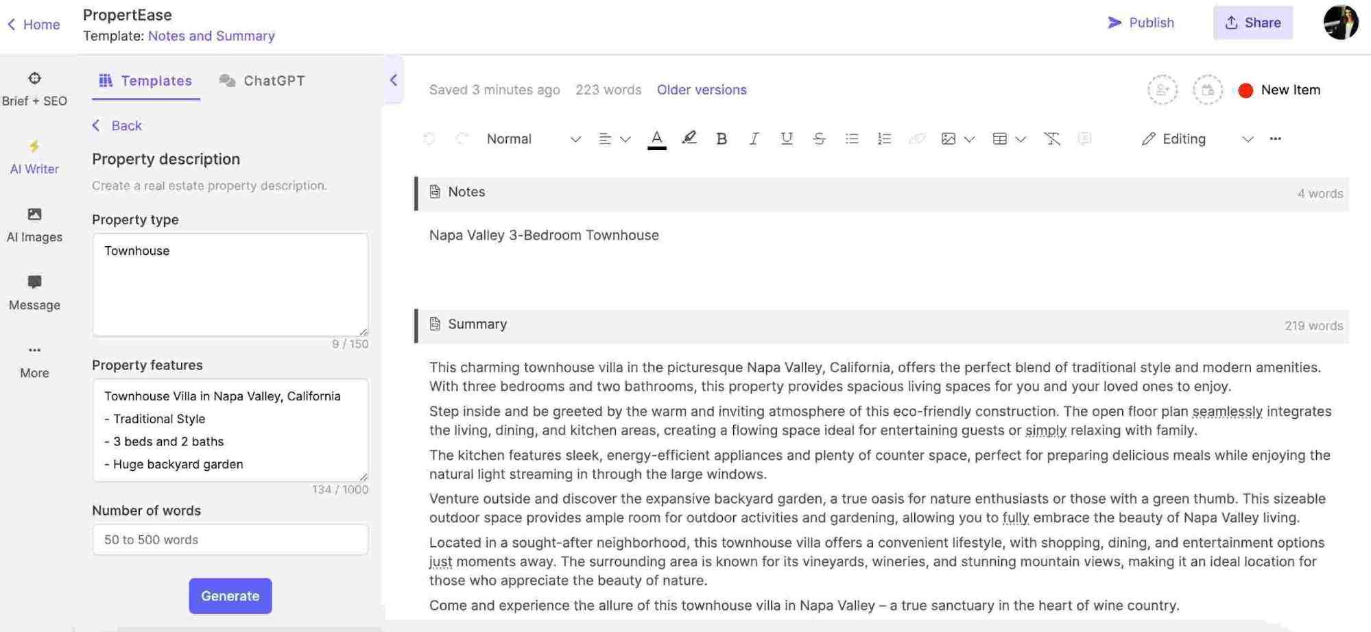 Using Narrato’s property description generator