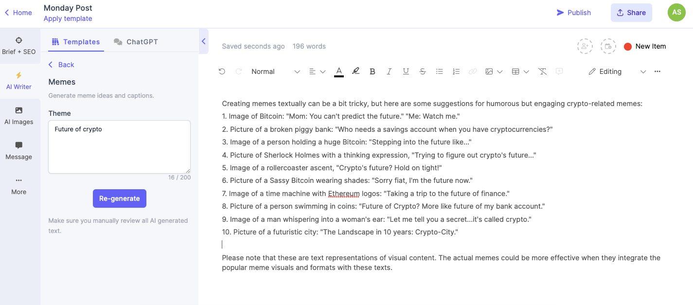 Generating Meme Ideas with Narrato’s AI Social Media Post Generator