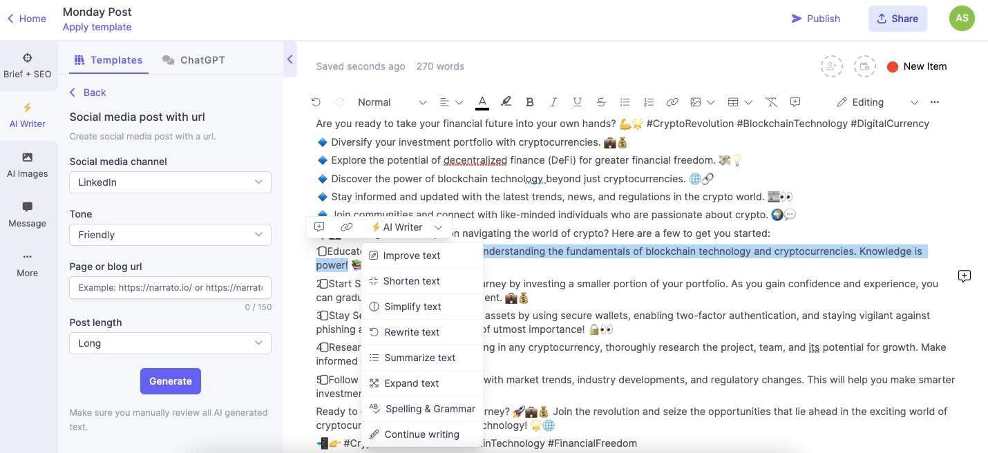 Narrato’s AI-Powered Social Media Content Enhancement Tools