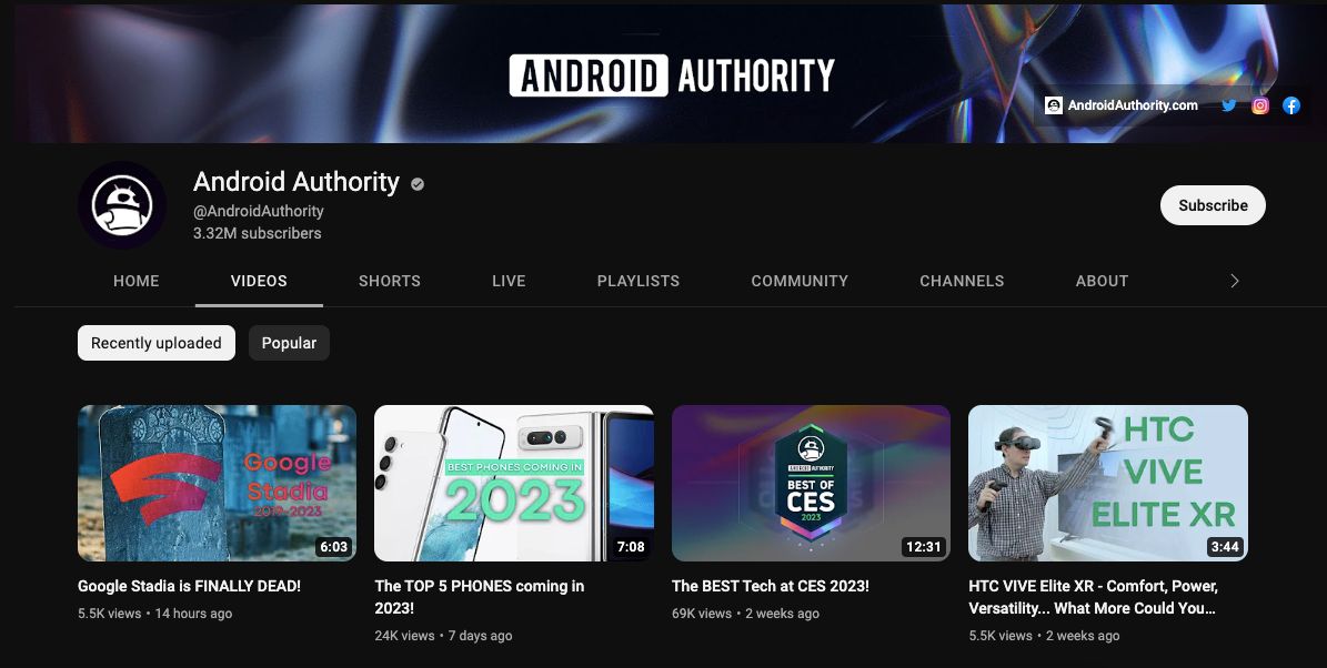 YouTube Affiliate Marketing: Android authority YouTube channel