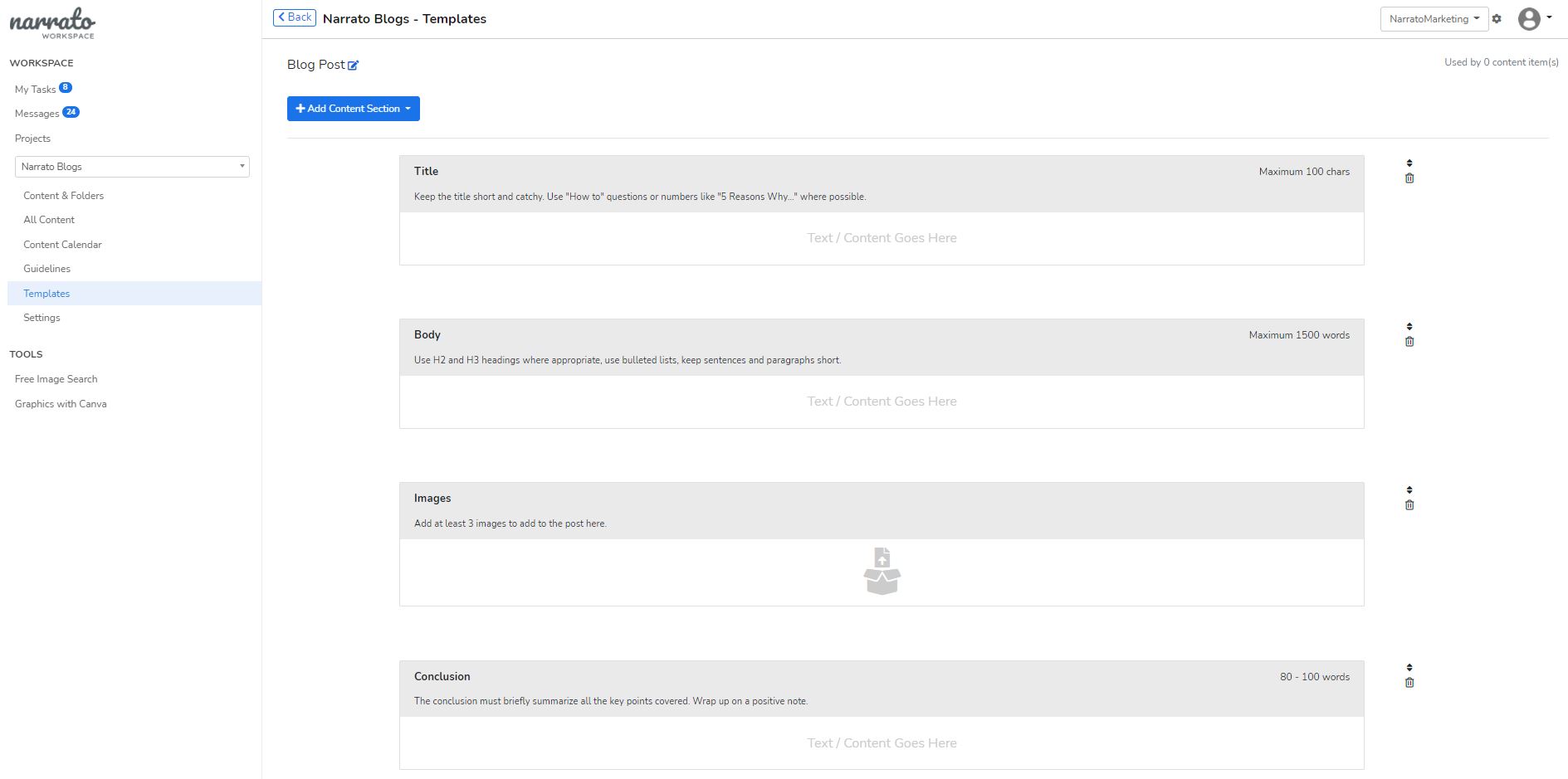 Narrato Workspace templates