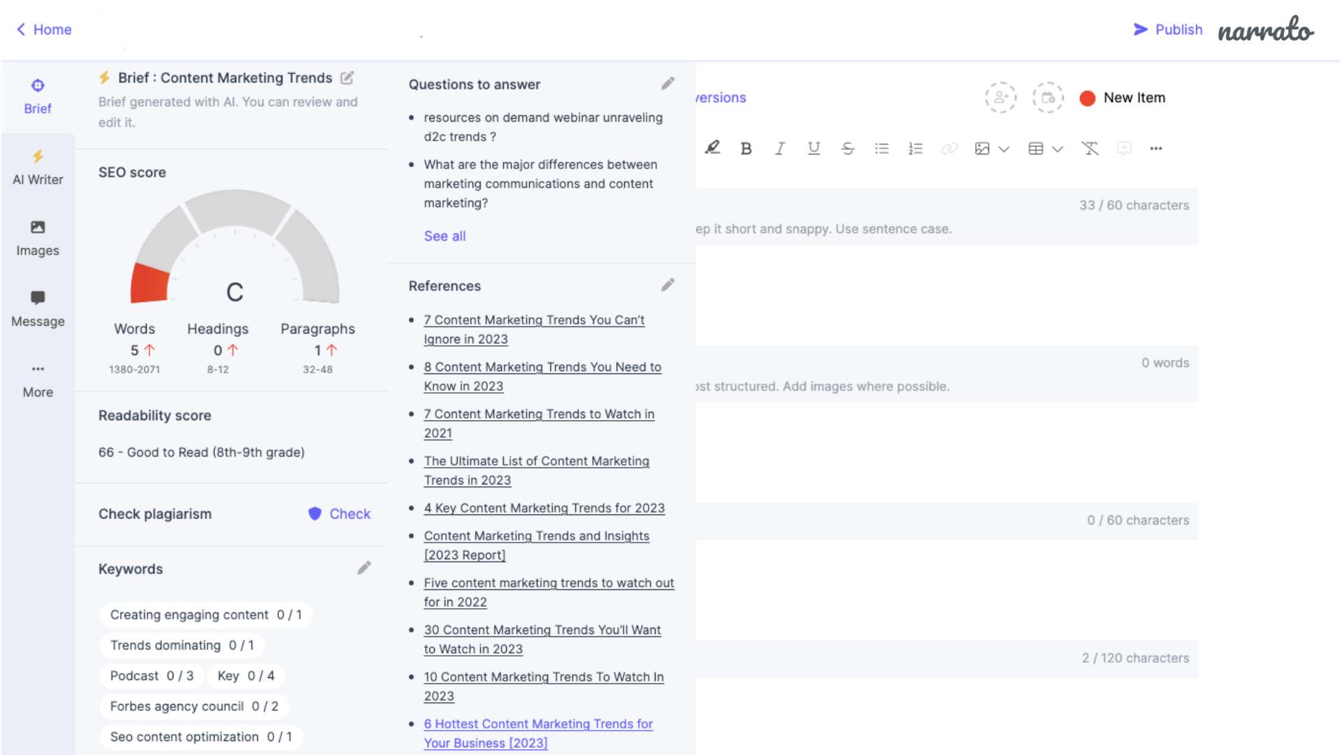 Narrato SEO tool
