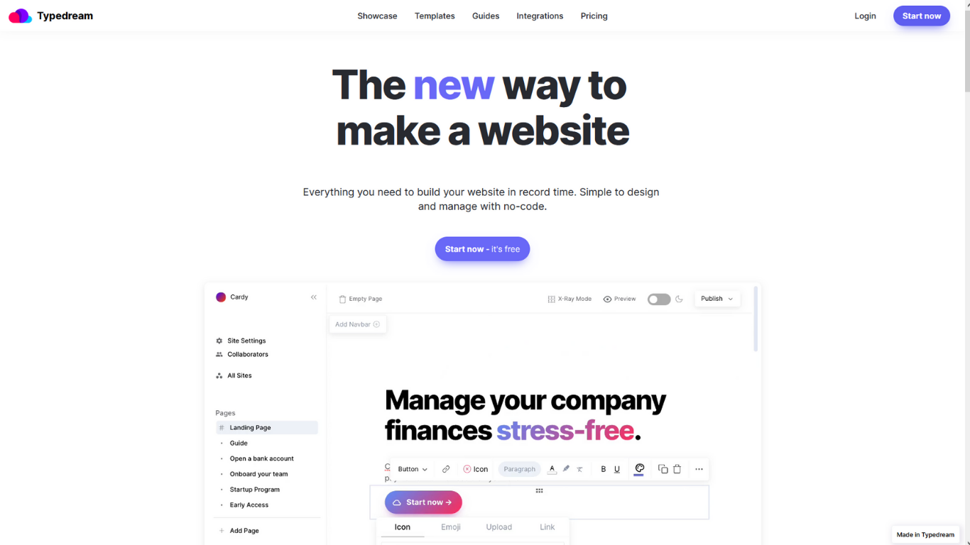 typedream homepage