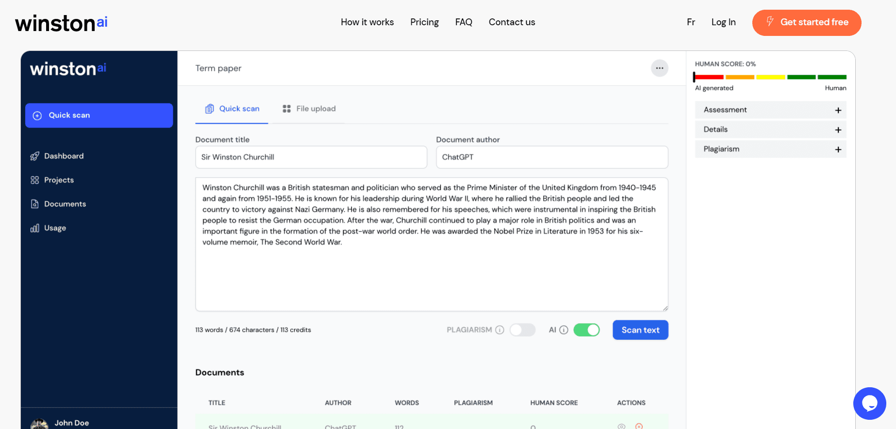 AI content detection tools - Winston AI