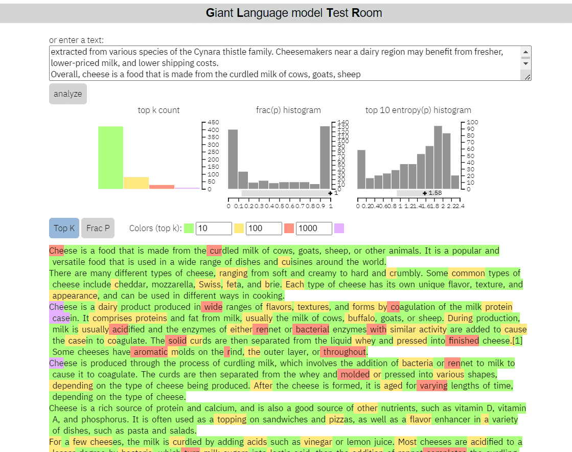AI content detection tools - GLTR