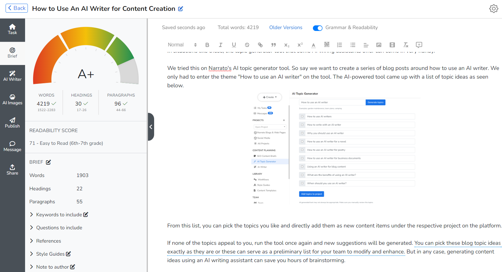 Narrato SEO Content Brief Generator
