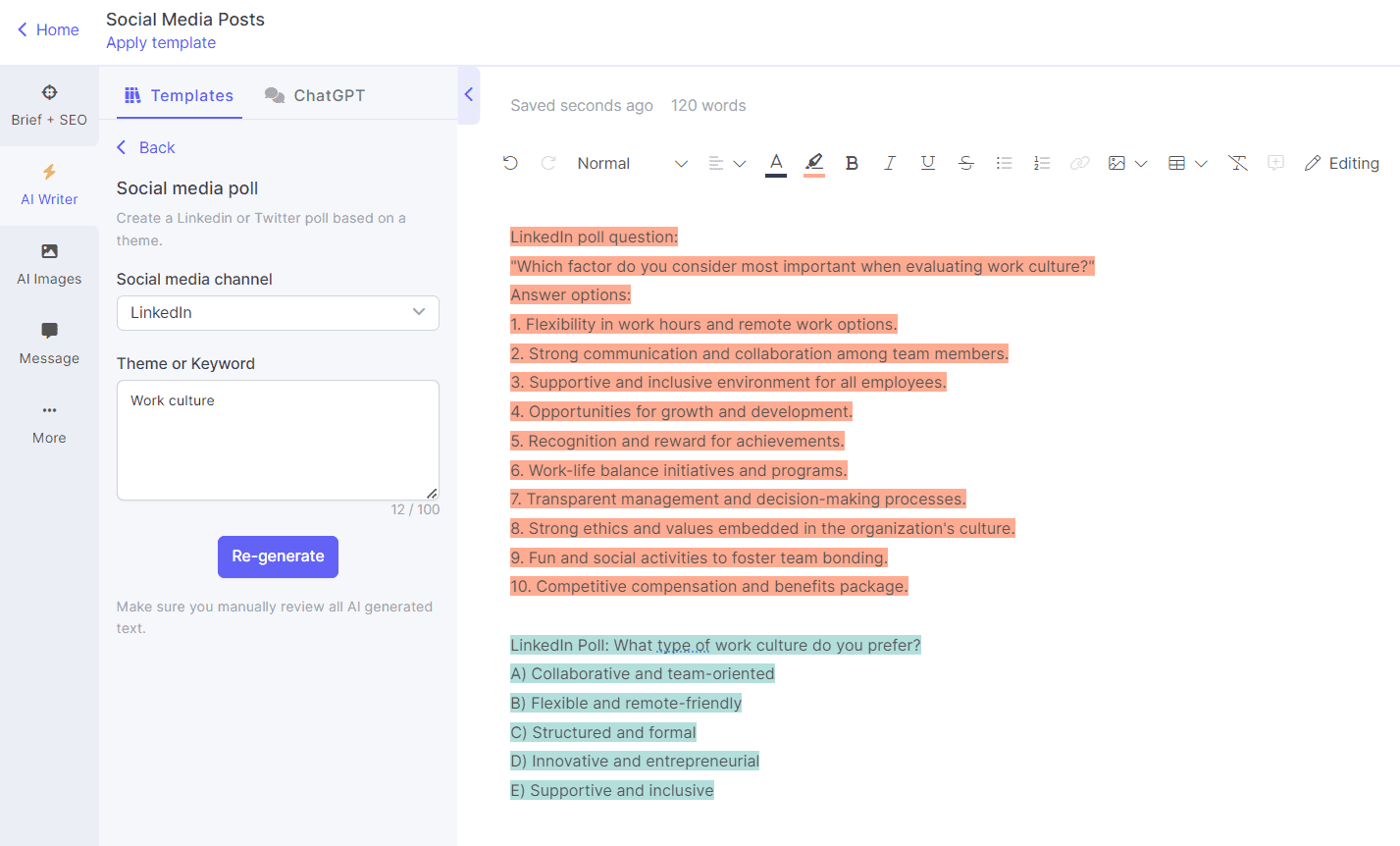 AI social media post generator on Narrato