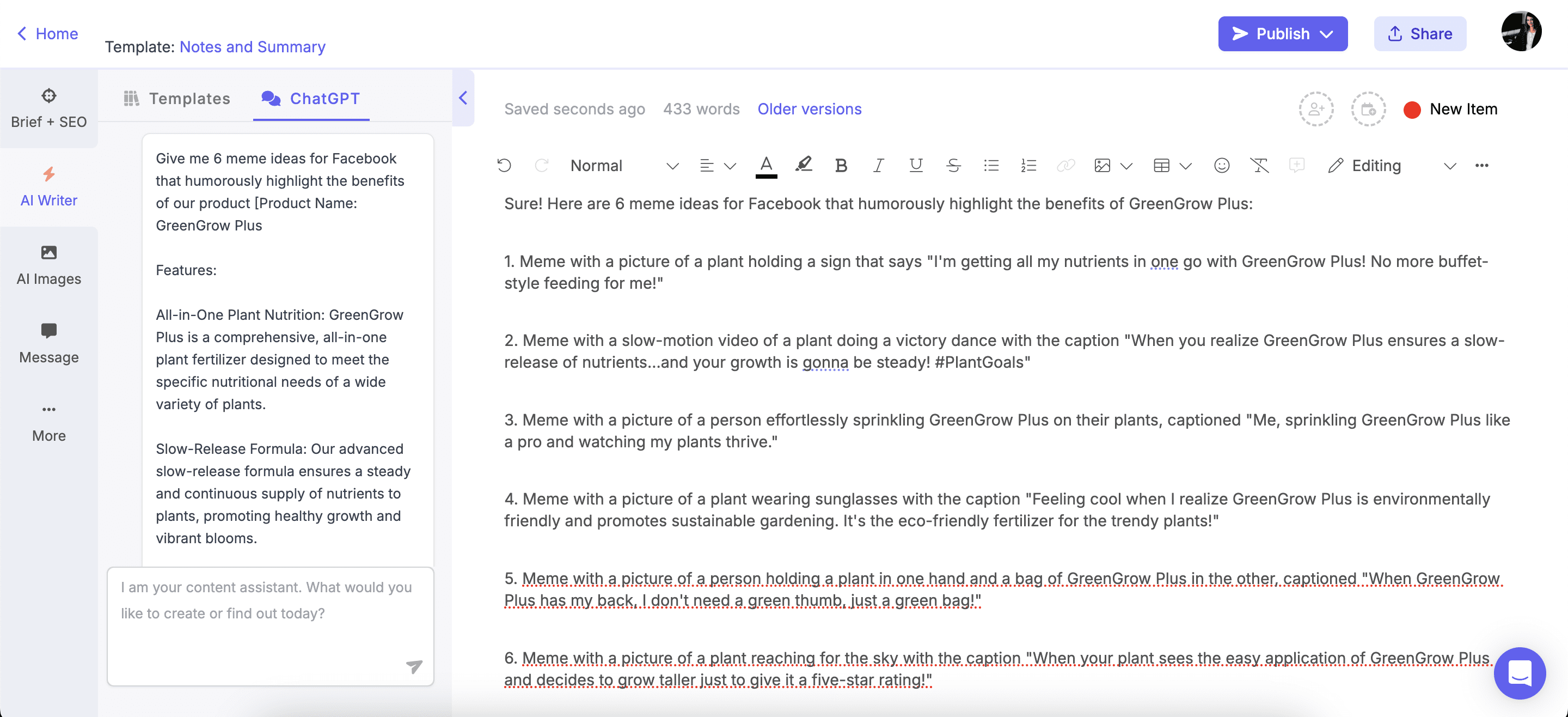 ChatGPT prompts for Facebook post ideation