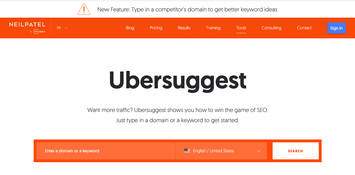 Ubersuggest content idea generator