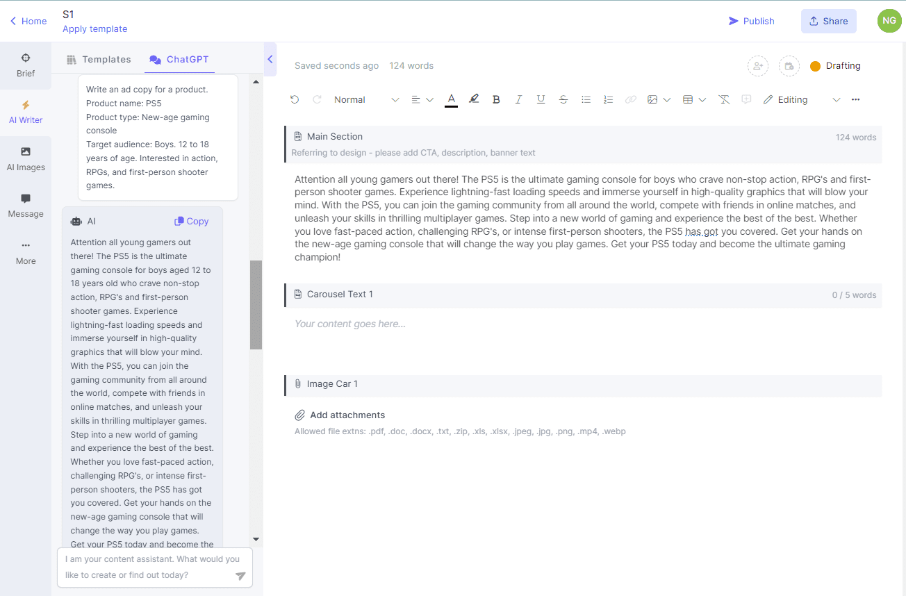 Generative AI Chat on Narrato